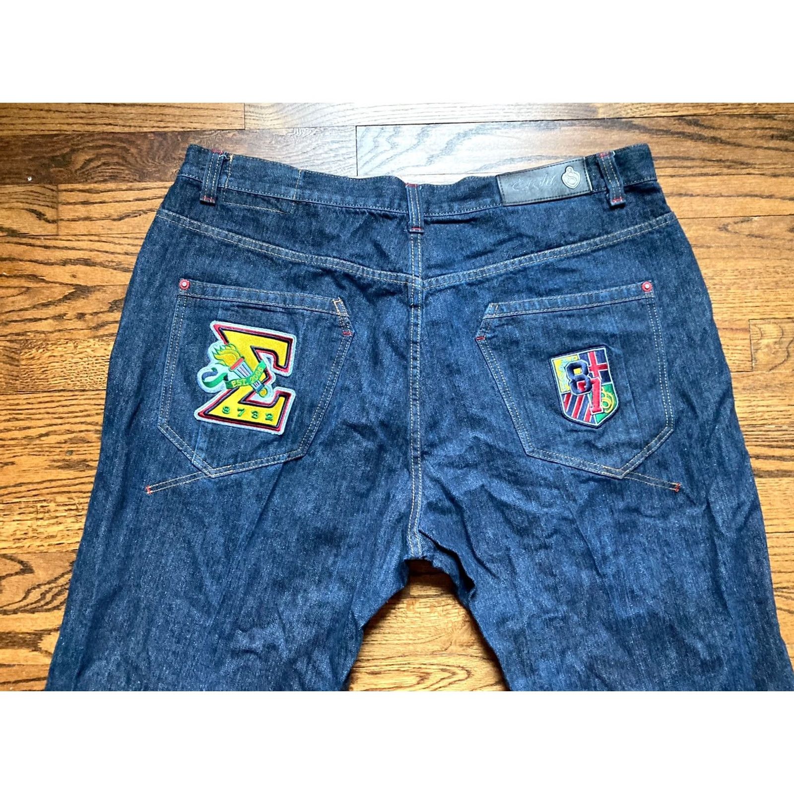 Vintage VINTAGE Eight 732 Jeans Men 44x34 Denim Patch Embroidered Wide-Leg Skater Y2K 90s Baggy Workwear City Hipster College JSB Size US 44 / EU 60 - 3 Thumbnail