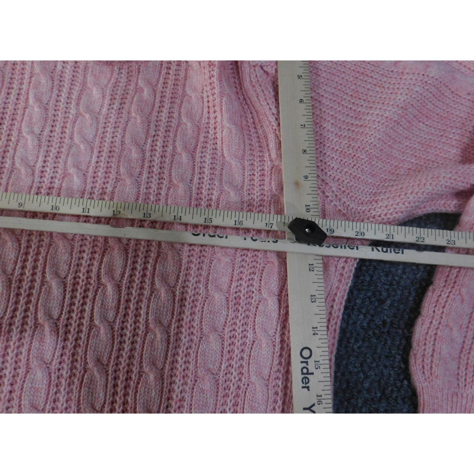 Vintage Crown & Ivy Sweater Womens Large Cable Knit Pullover Crewneck Soft Pink Classic Puff Sleeve Regular Knit Lace? Size L / US 10 / IT 46 - 7 Thumbnail