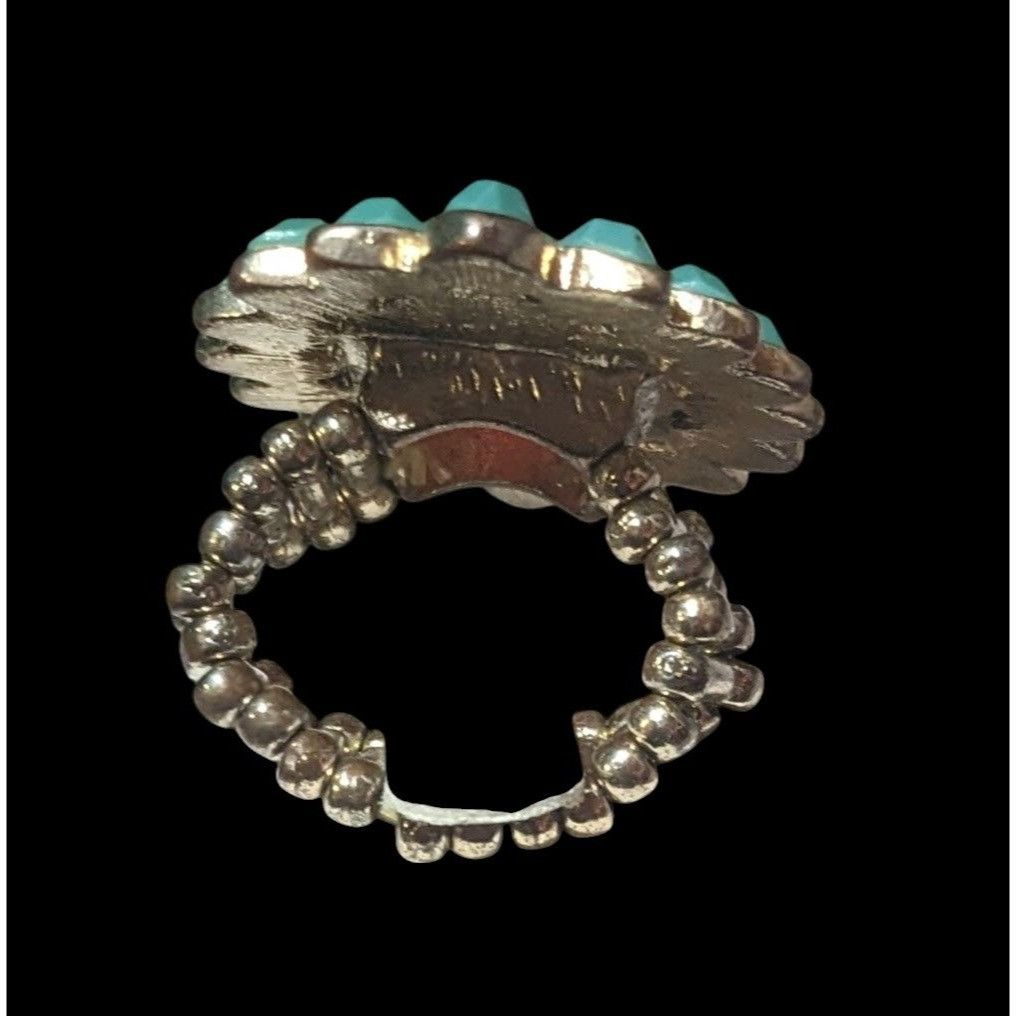 Other Bohemian Blue And Red Gemmed Floral Stretch Ring Size 7 Size ONE SIZE - 7 Thumbnail