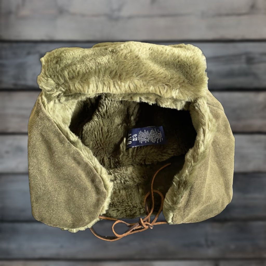 Gap Gap Trapper Hat Adult M Olive Green Leather Cow Size ONE SIZE - 1 Thumbnail