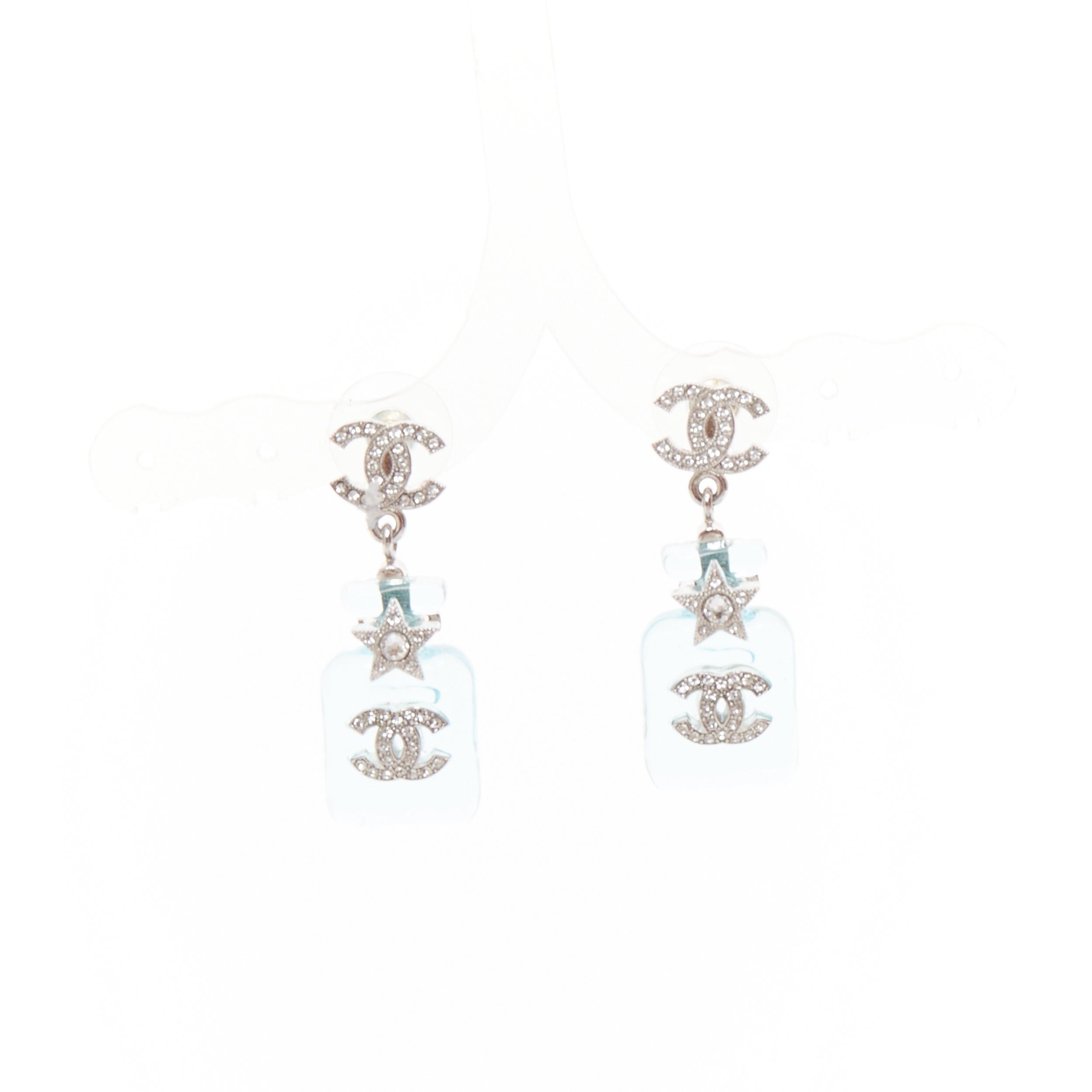 Chanel CHANEL B23S Cocomark blue acrylic perfume bottle CC logo star pin earrings Pair Size ONE SIZE - 1 Thumbnail