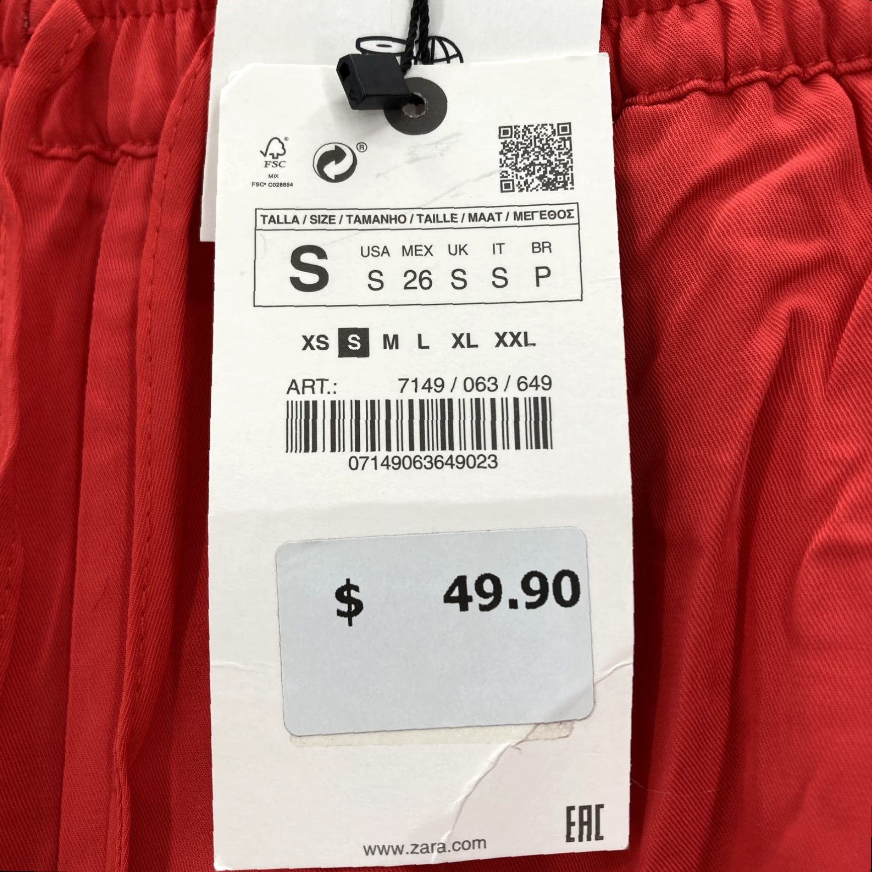 Zara ZARA Pants Womens Small Red Wide-Leg Elastic Waist Tencel Lyocell Pockets Dress Pants Mens? Womens Size 28" / US 6 / IT 42 - 4 Thumbnail