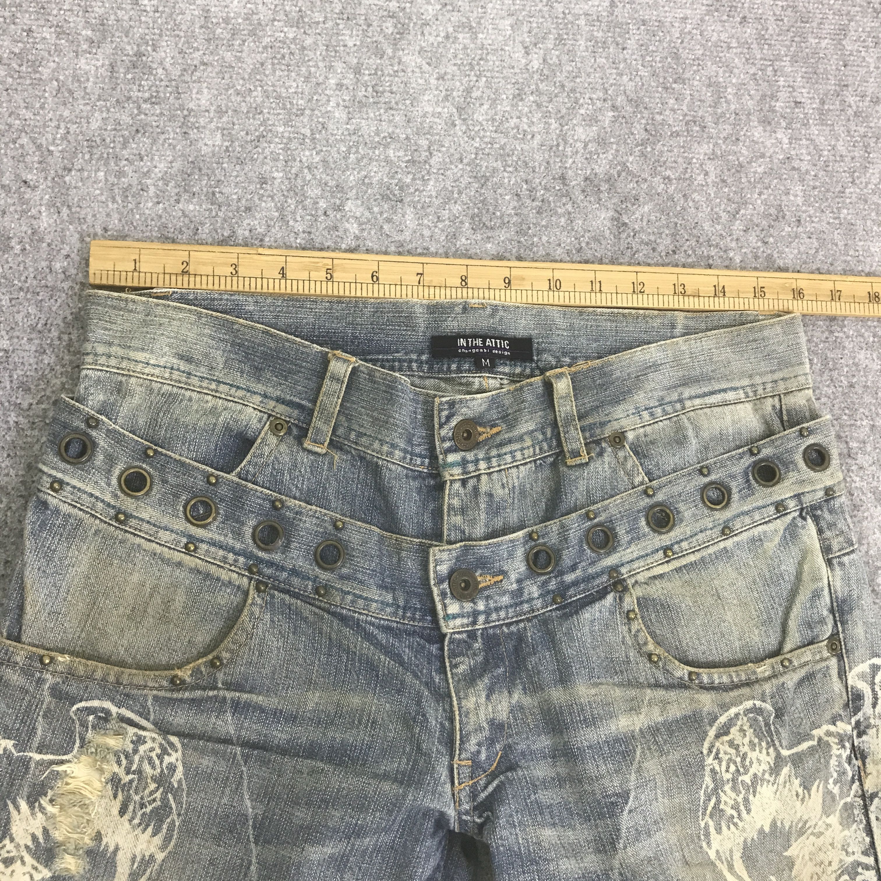 In The Attic IN THE ATTIC DISTRESSED DENIM DOUBLE WAIST PANTS K129B1 Size US 32 / EU 48 - 6 Thumbnail