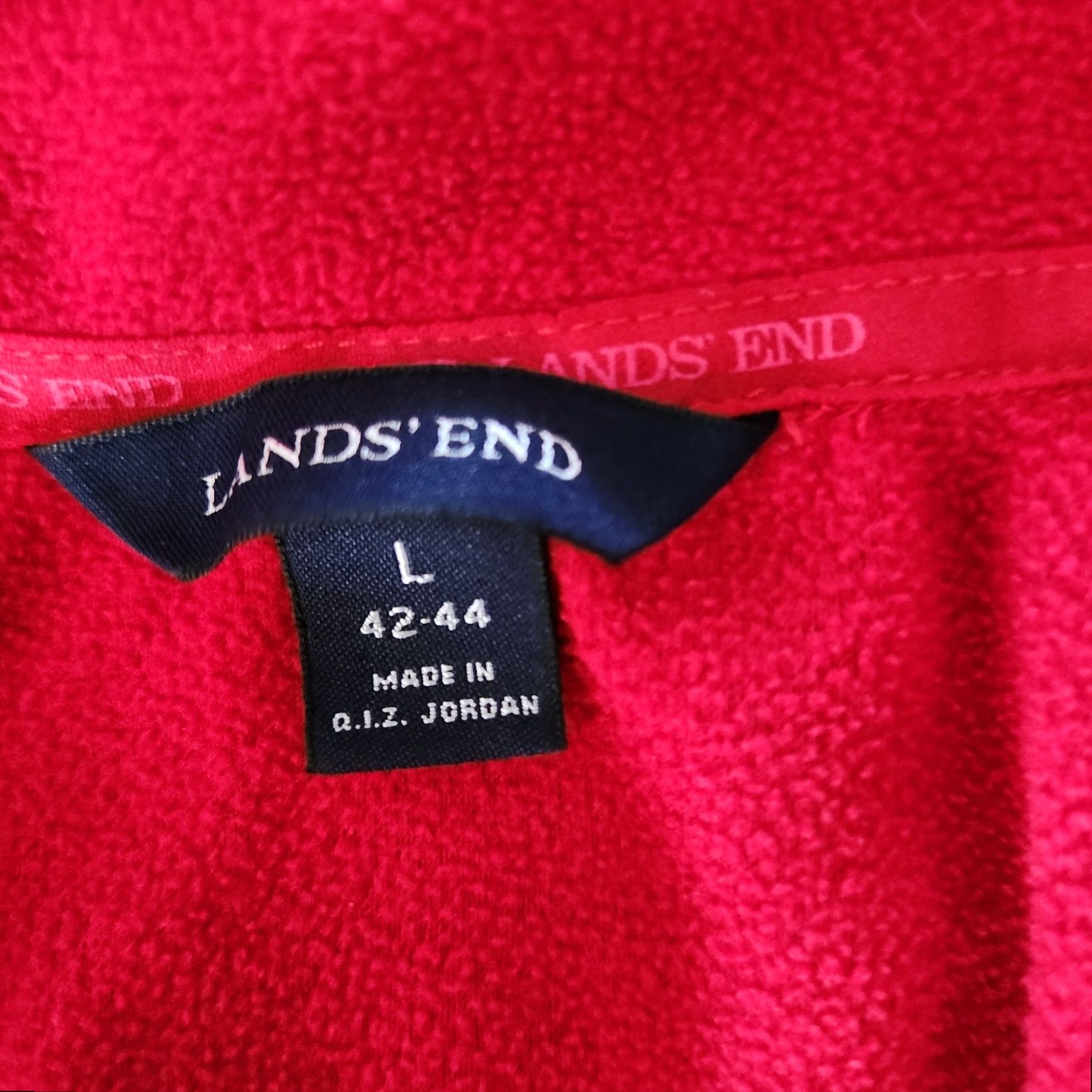 Lands' End Lands' End Mens Sweatshirt 1/4 Zip Red Cotton Fleece Long Sleeve Size L Regular Vintage: No Size US L / EU 52-54 / 3 - 3 Thumbnail