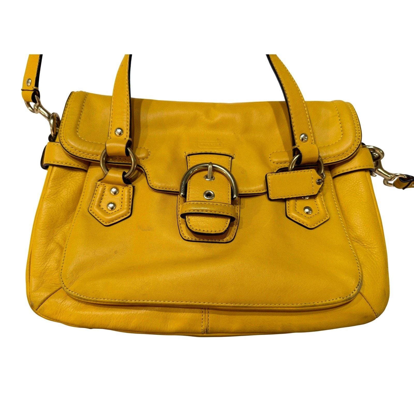 Coach Coach Campbell Satchel Yellow Leather Crossbody Buckle Y2K Size ONE SIZE - 1 Thumbnail