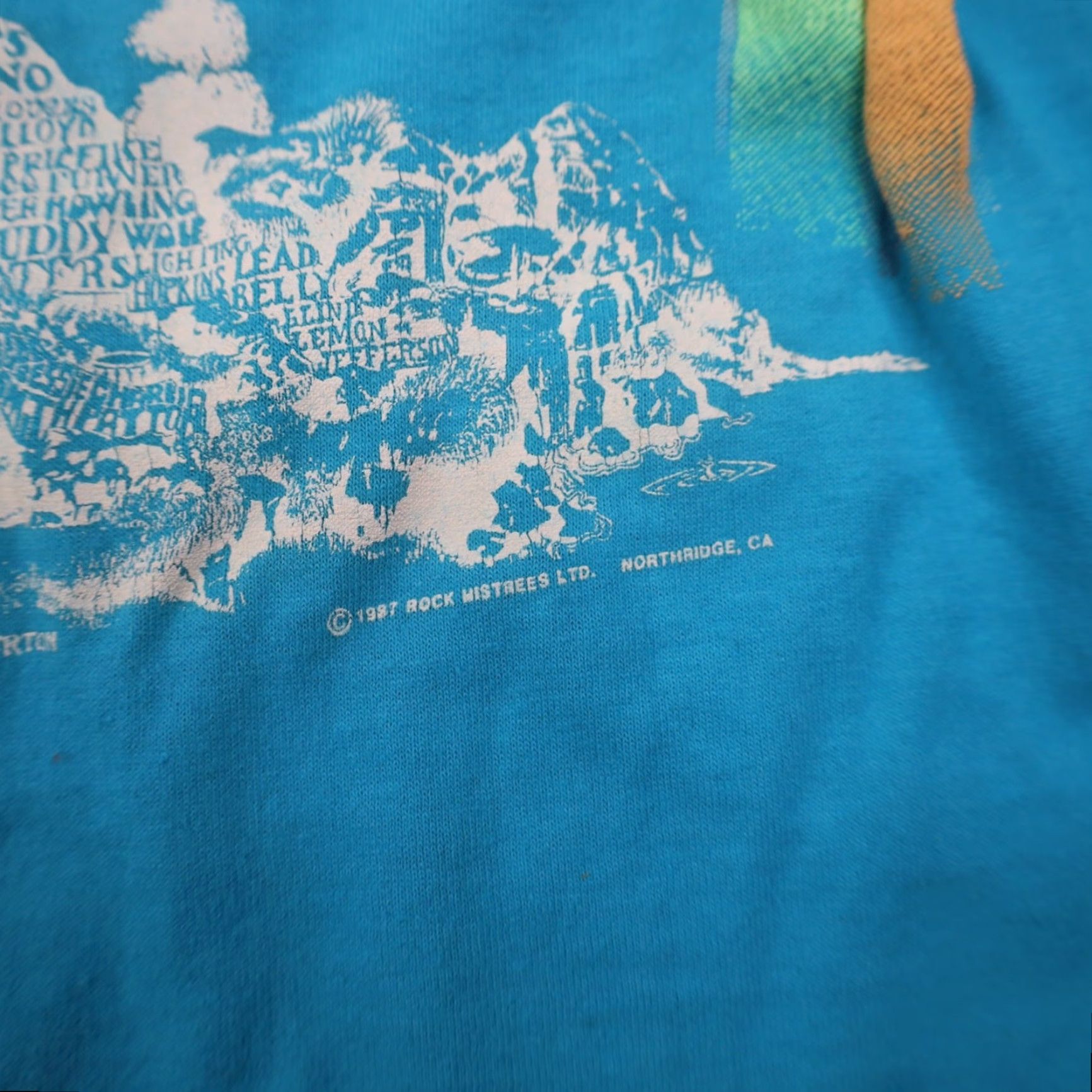 Vintage VINTAGE Rock & Roll Family Tree Mens Large Graphic T Shirt Blue Size US L / EU 52-54 / 3 - 5 Thumbnail