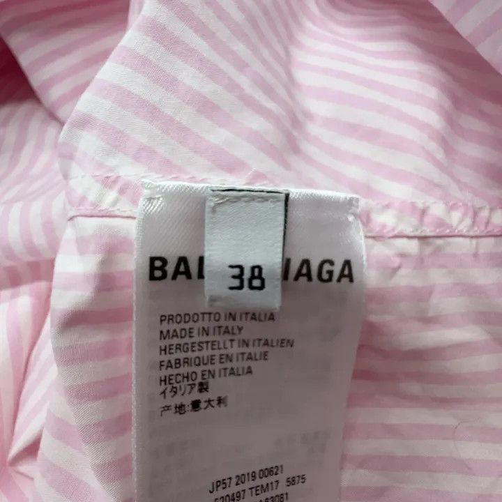 Balenciaga Balenciaga Pink Striped Logo Shirt for Women 0079-2507 Size M / US 6-8 / IT 42-44 - 3 Thumbnail
