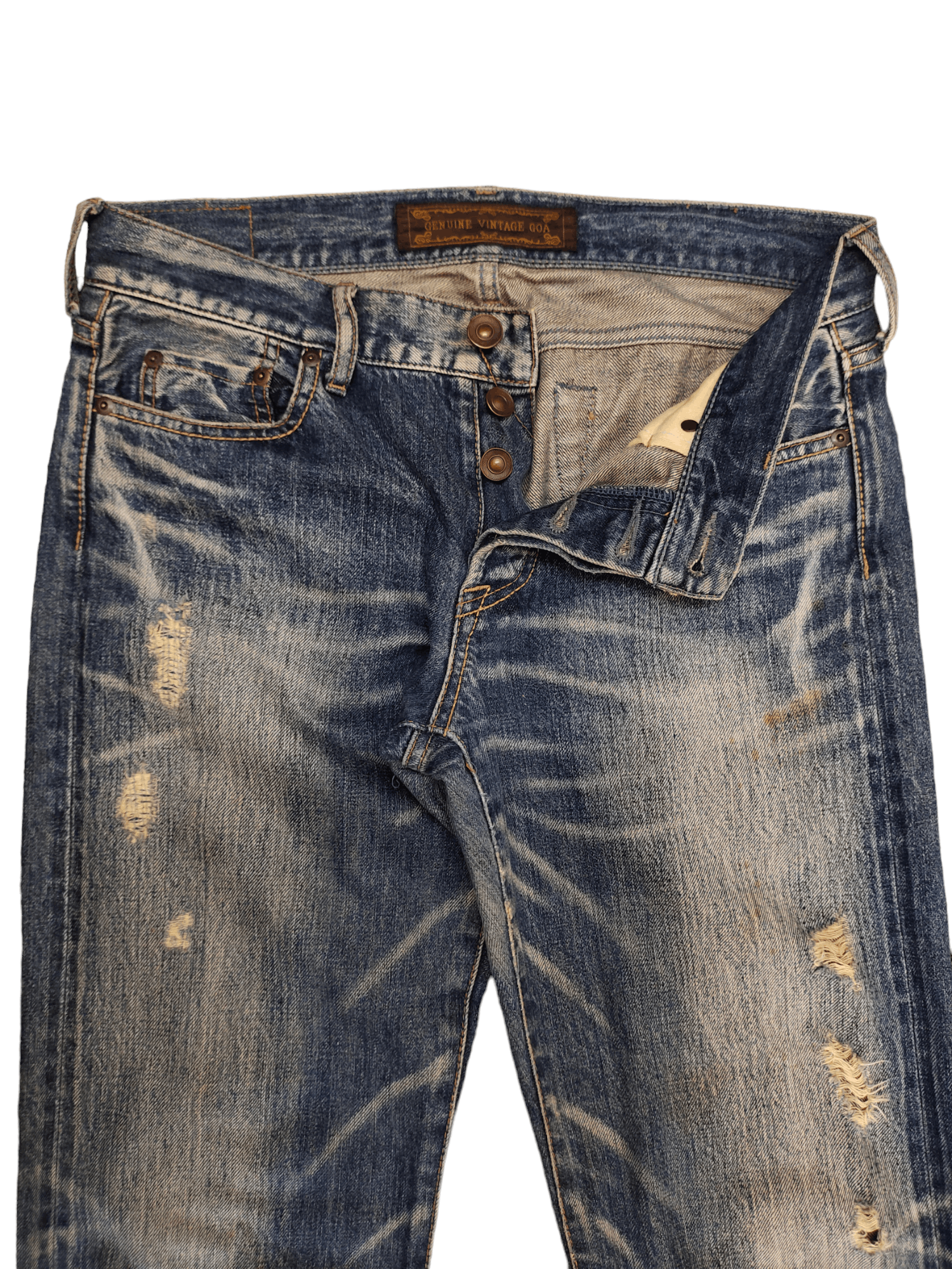 GOA Vintage GOA Clawmark Distress Selvedge Denim Jeans Size US 32 / EU 48 - 11 Thumbnail