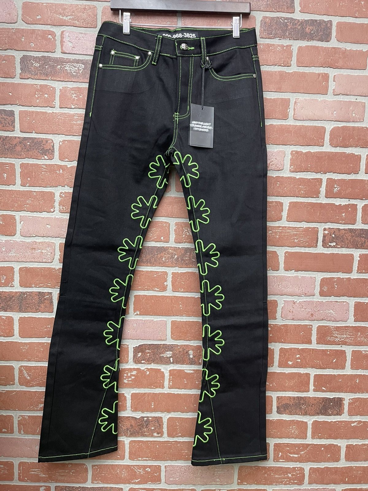 LOSTSHDWS Size 30 - LOSTSHDWS DRKSHDWS Green Outlined Denim Jean Size US 30 / EU 46 - 1 Thumbnail
