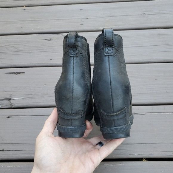 SOREL Sorel Joan Of Arctic Wedge II Distressed Black Leather Boot Size US 8 / IT 38 - 5 Thumbnail