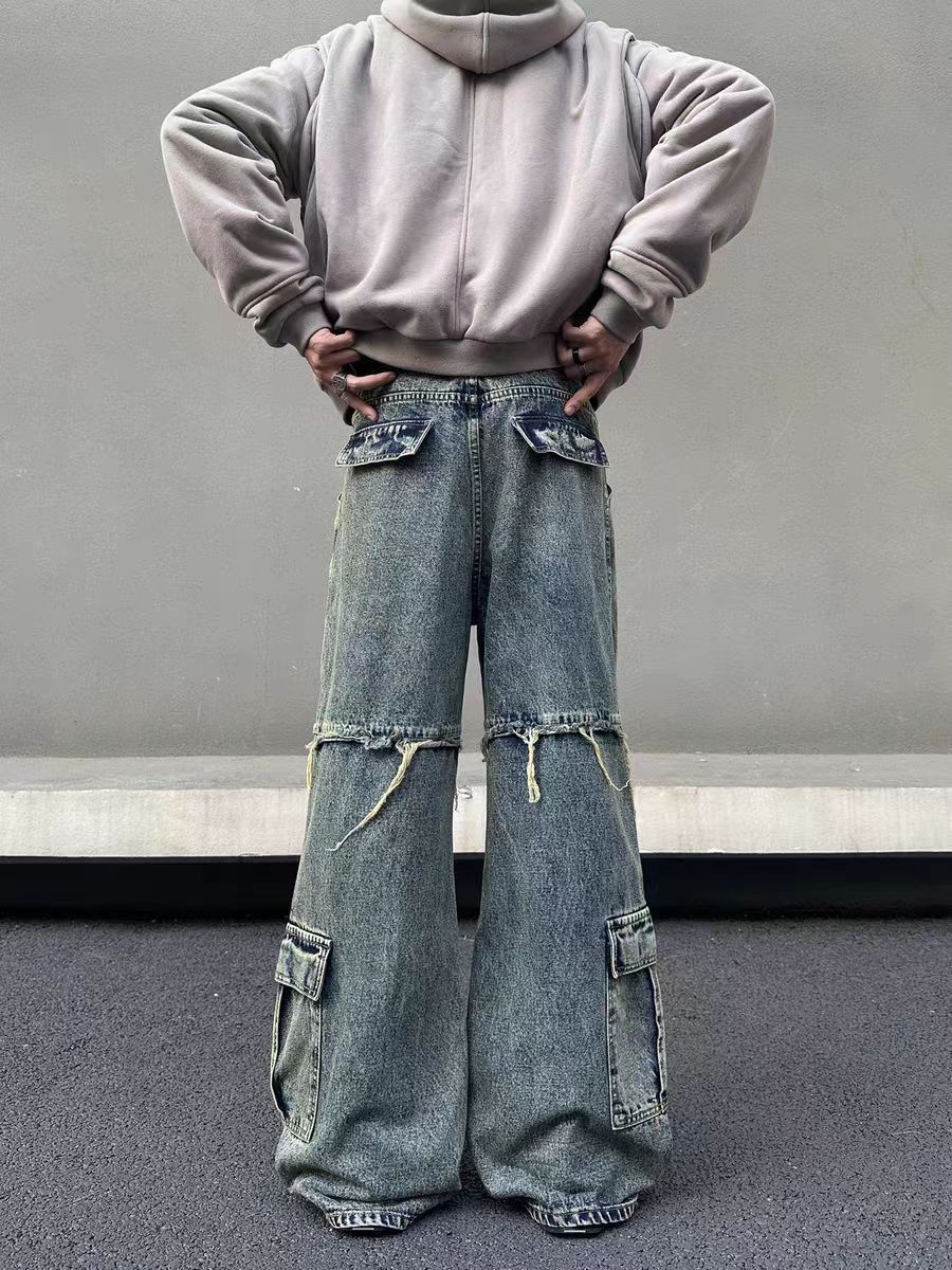 Japanese Brand × Jean Vintage Washed Straight Micro Flare Work Loose Jeans Size US 32 / EU 48 - 4 Thumbnail