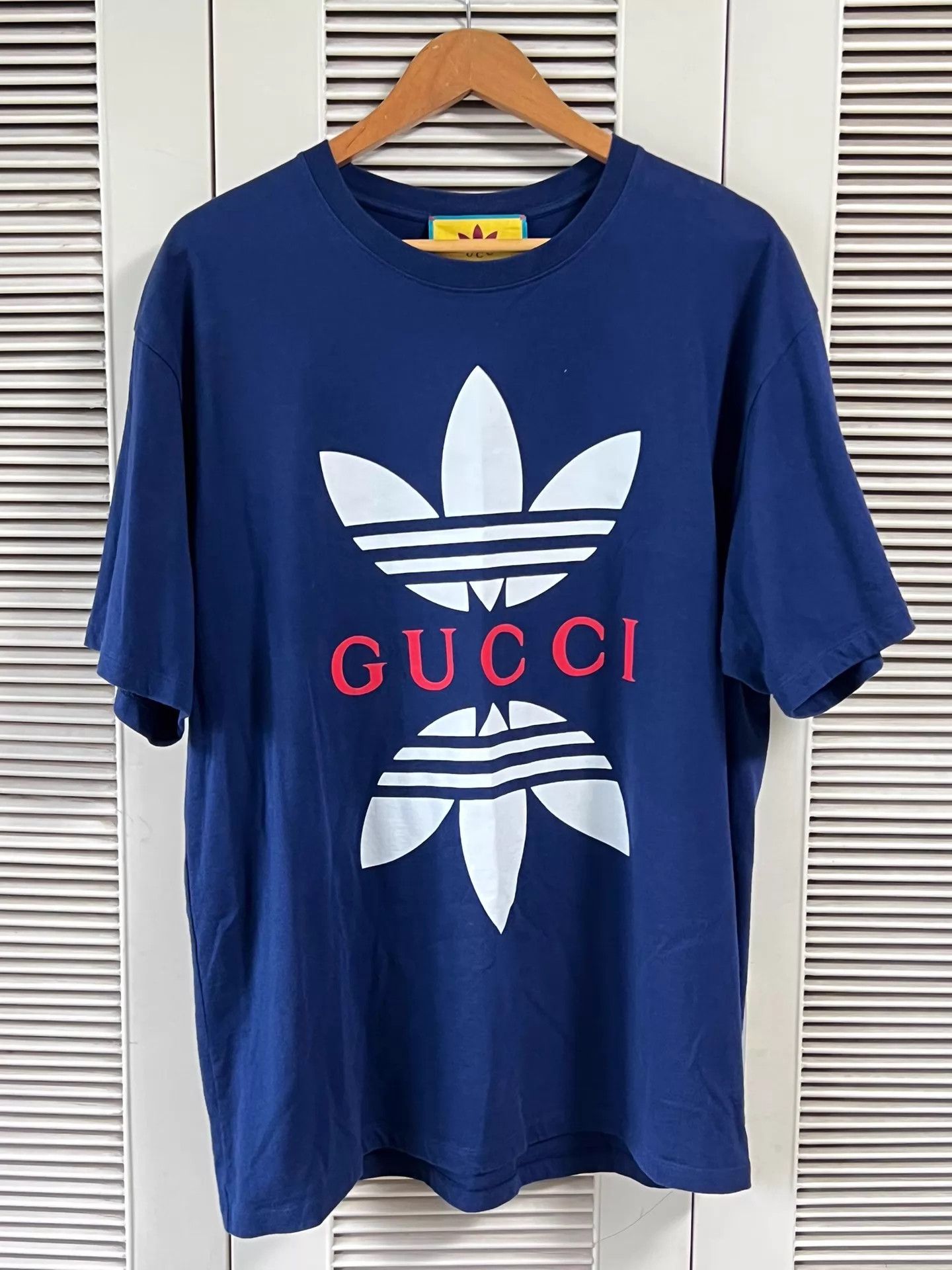 Gucci Gucci x Adidas Trefoil & GUCCI Blue XXL Short Tee Size US XXL / EU 58 / 5 - 1 Thumbnail