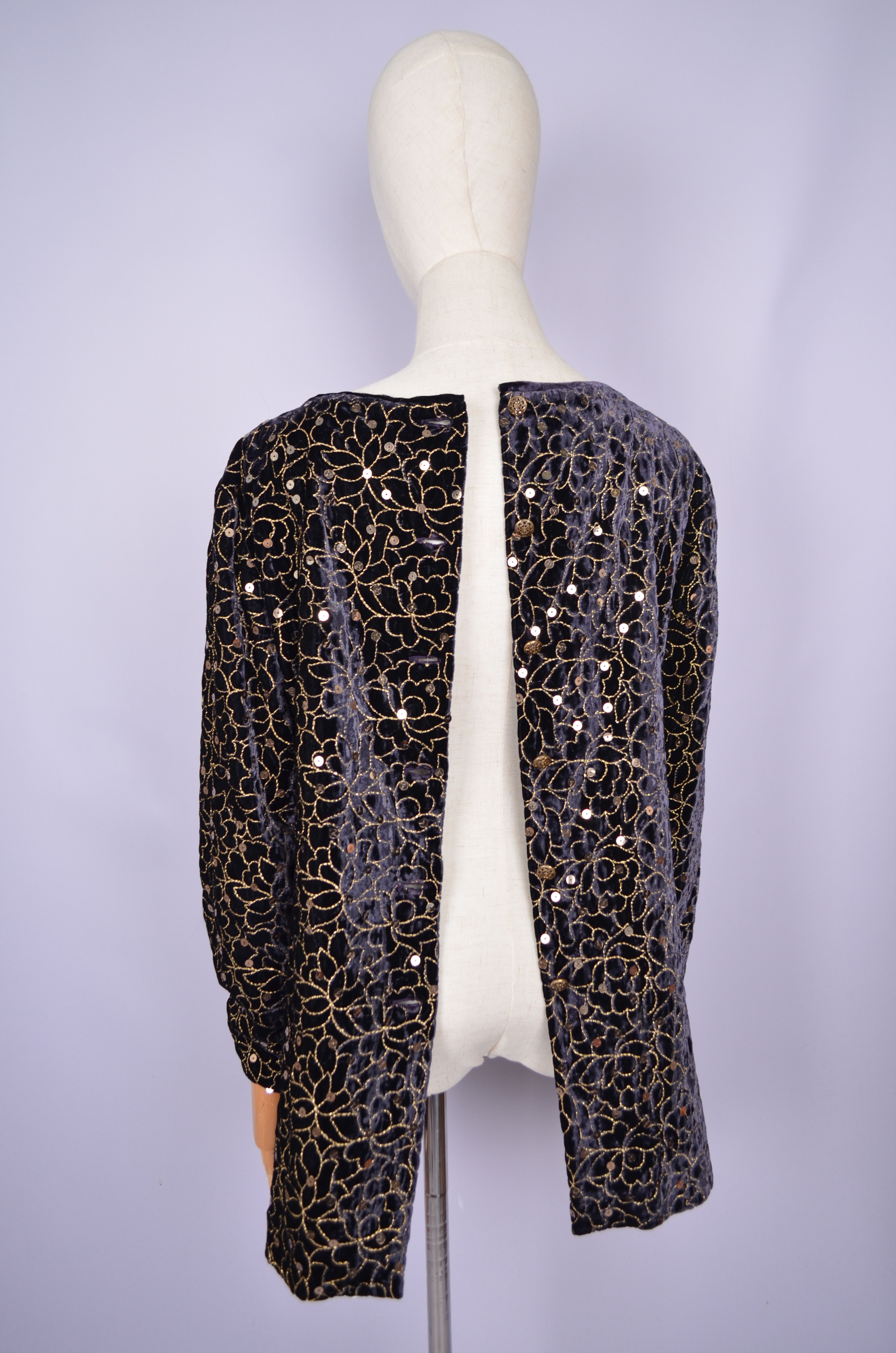 Designer Caroline Charles London Sequin Blouse Viscose Jumper Sz US10 Size M / US 6-8 / IT 42-44 - 9 Thumbnail