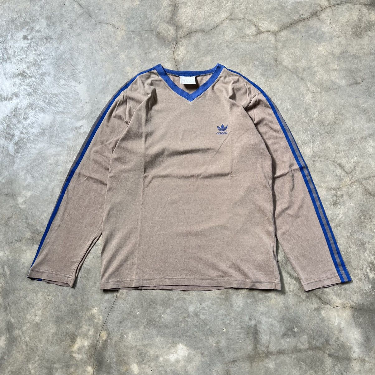 Adidas Vintage 80s Adidas 3 Stripe Longsleeve Shirt Size US L / EU 52-54 / 3 - 1 Thumbnail