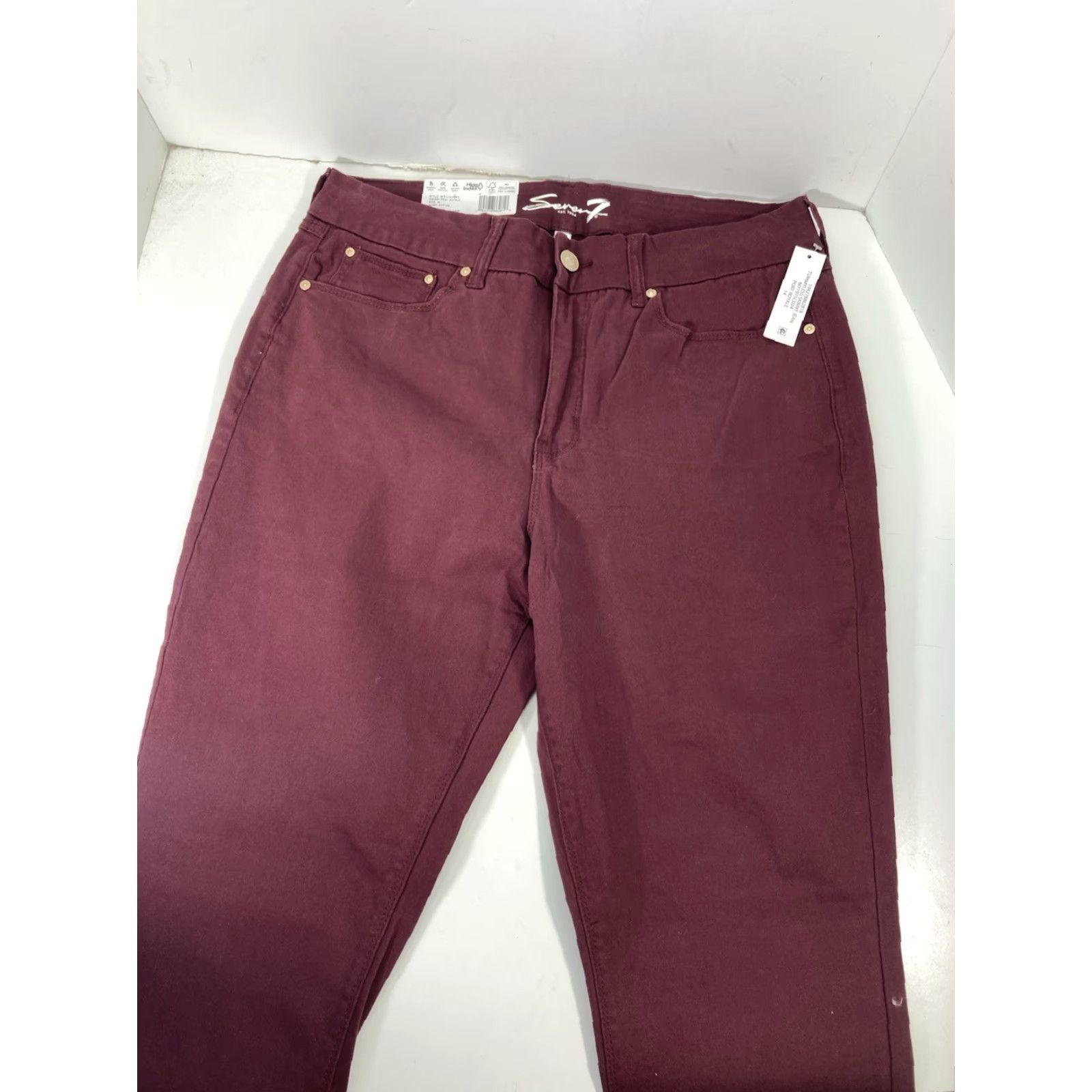 Vintage **Seven7 Women's Skinny Jeans Maroon High Rise Stretch 14 32X31 NWT** User: **Seven7 Women's Skinny Jeans Maroon High Rise Stretch Size 14 NWT** Size 36" / US 14 / IT 50 - 5 Thumbnail
