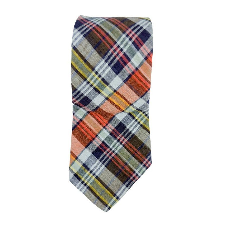 Vintage ROOSTER 70's 80's Assymetrical Barbour's Plaid Rainbow Tie Size ONE SIZE - 1 Thumbnail