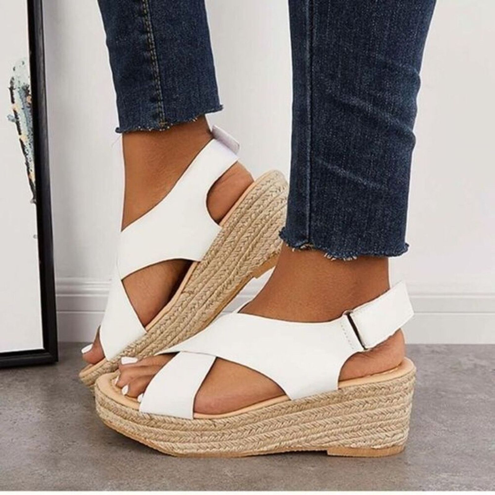 Other Lily White Criss Cross Espadrille Sandals sz 9 NEW #U-65 Size US 9 / IT 39 - 1 Thumbnail