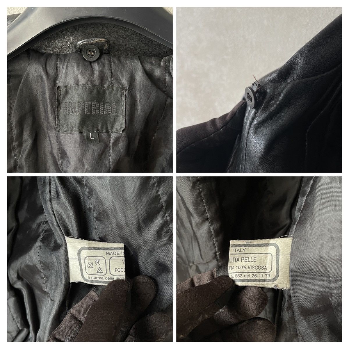 Imperial Vintage IMPERIAL Cropped Black Leather Bomber Jacket Italy Size S / US 4 / IT 40 - 14 Thumbnail