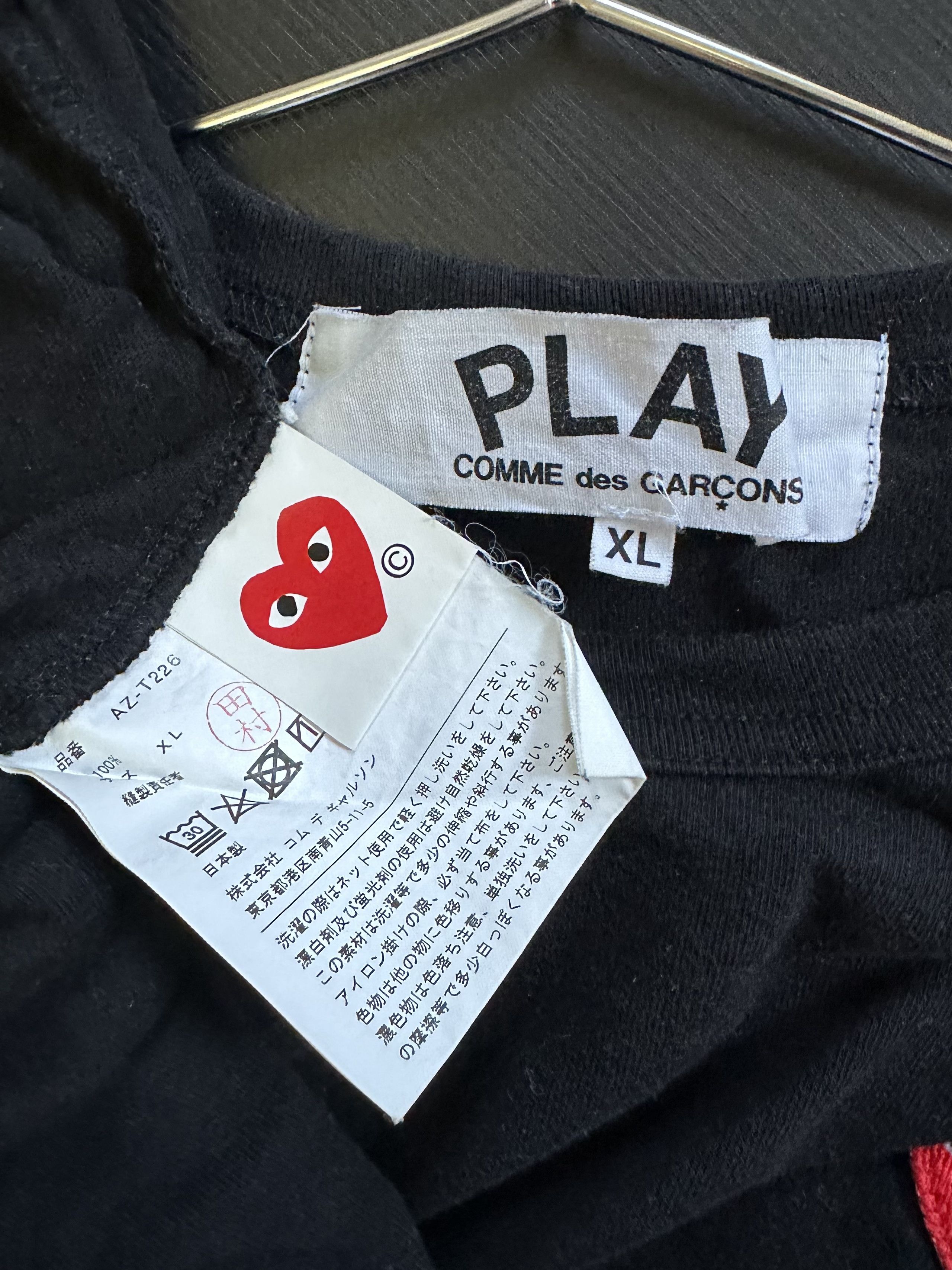Comme des Garcons PLAY Black Double Heart Comme Des Garcon Play T-Shirt Size US XL / EU 56 / 4 - 3 Thumbnail
