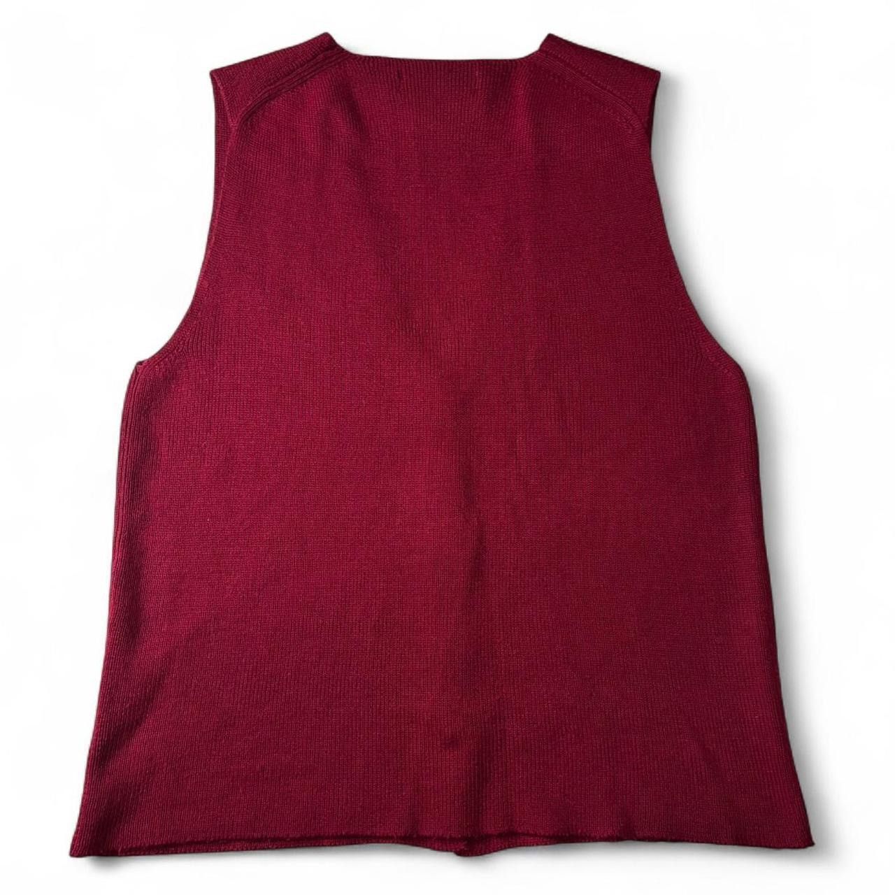 Vintage Vintage Knitted Red Cardigan Sweater Vest - L Size US L / EU 52-54 / 3 - 3 Thumbnail