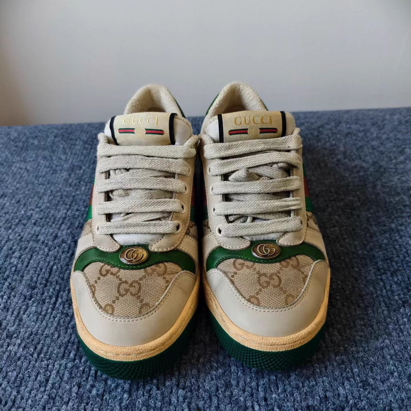 Gucci GUCCI Screener green distressed canvas women's sneaker Size US 5 / IT 35 - 2 Thumbnail