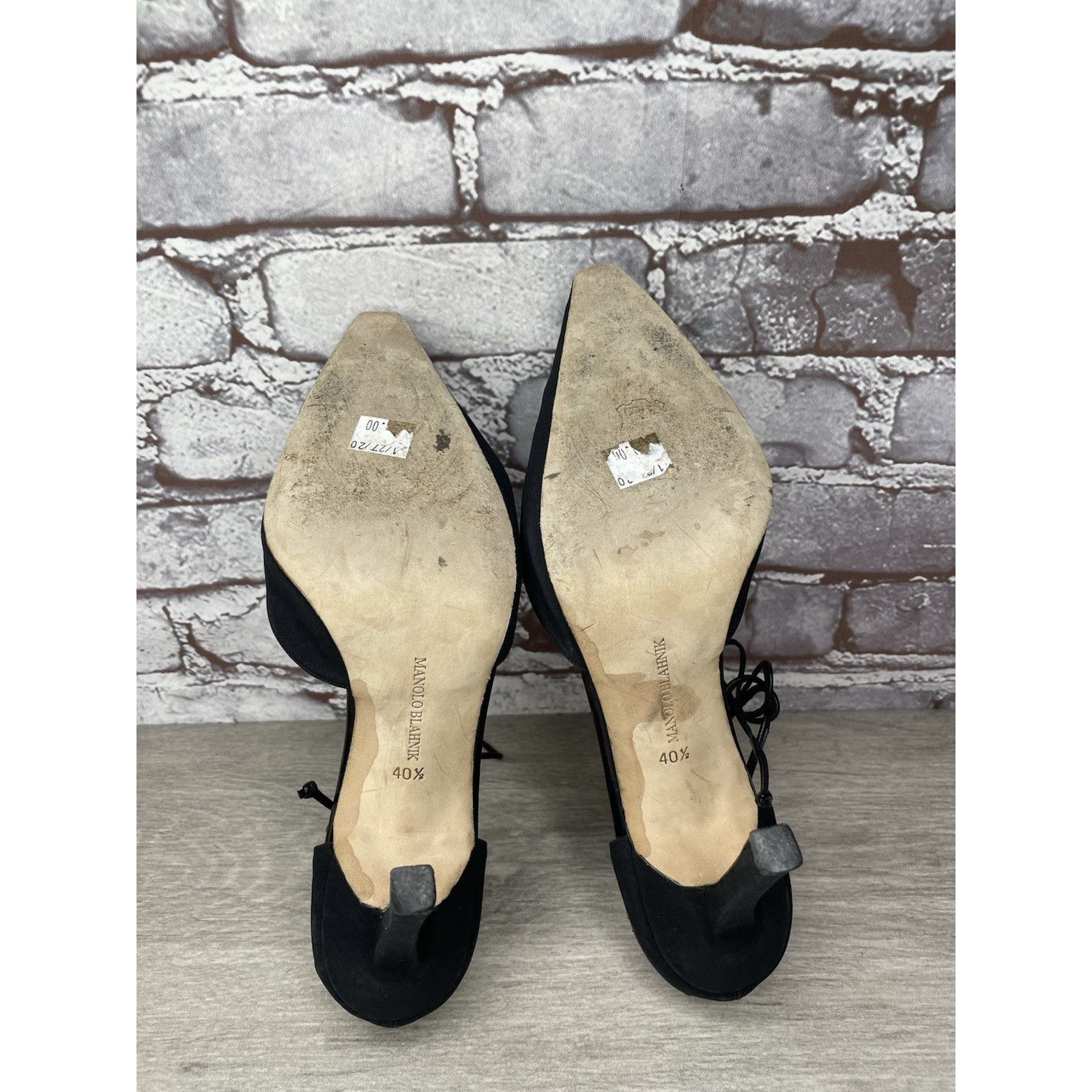Manolo Blahnik Manolo Blahnik Black Satin Pointed Toe Strappy Stiletto Heel Size US 9 / IT 39 - 7 Thumbnail