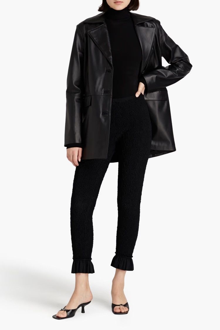 Alexander Wang ALEXANDER WANG Ruffled shirred satin-jersey Slim-leg Pants Size 24" / US 00 / IT 34 - 2 Thumbnail