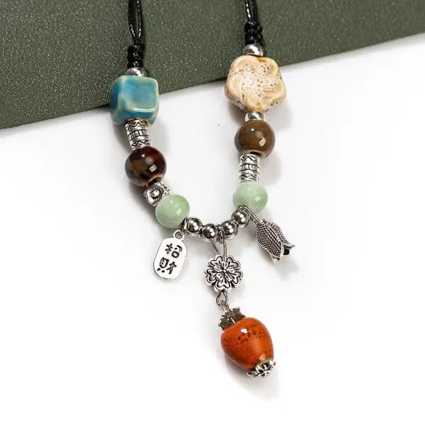 Vintage Vintage Ceramic Beads Handmade Necklace Size ONE SIZE - 3 Thumbnail