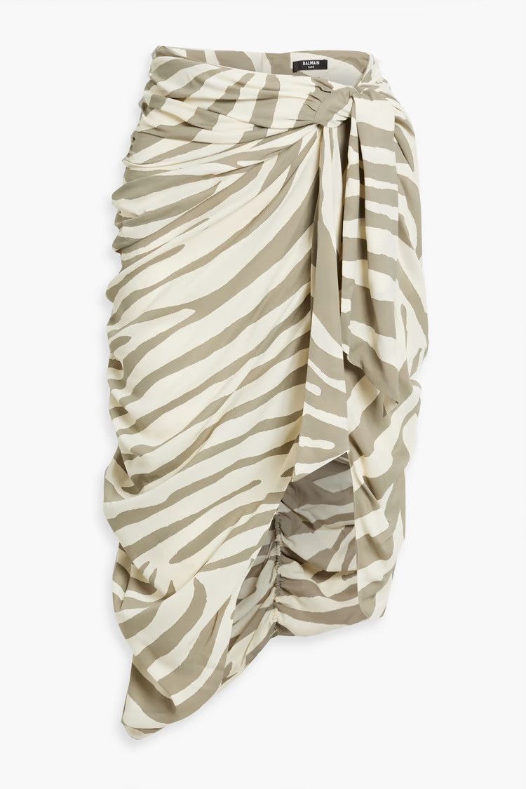 Balmain o1y0625 Midi Skirt in Sage Green/White Size 26" / US 2 / IT 38 - 1 Thumbnail