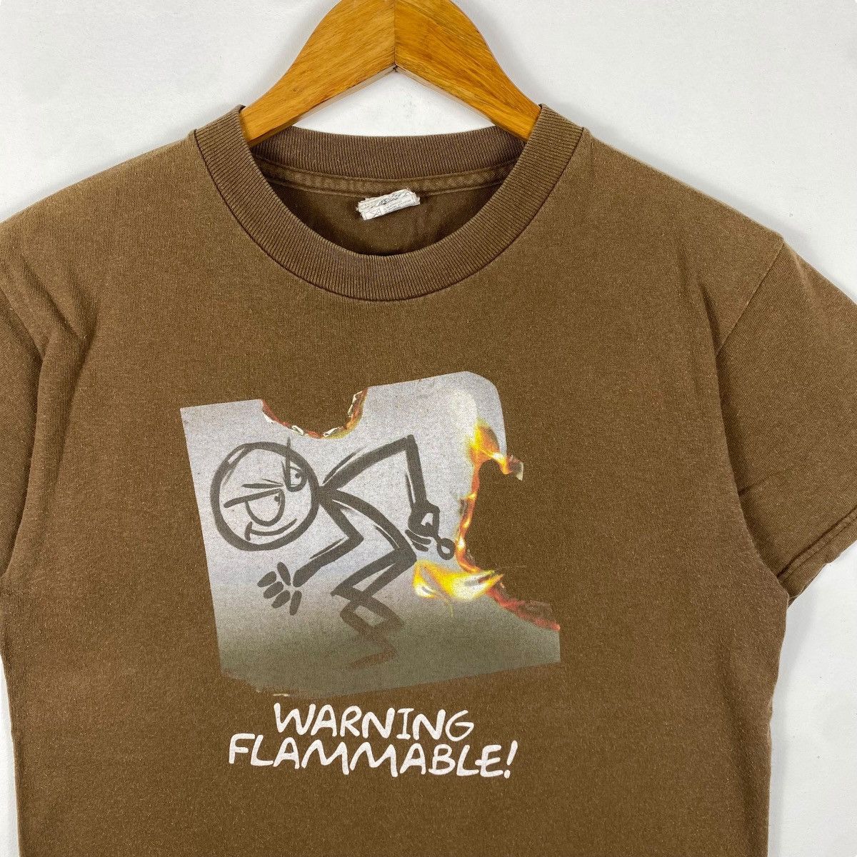 Vintage Vintage 00's Humor WARNING FLAMMABLE Fart Graphic Tee Shirt Size US S / EU 44-46 / 1 - 2 Thumbnail