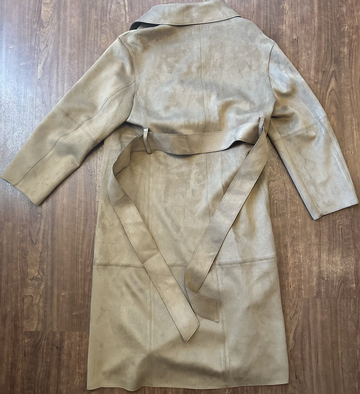 H&M H&M Women’s Faux Suede Coat Long XS Dark Beige Light Brown Size XS / US 0-2 / IT 36-38 - 5 Thumbnail