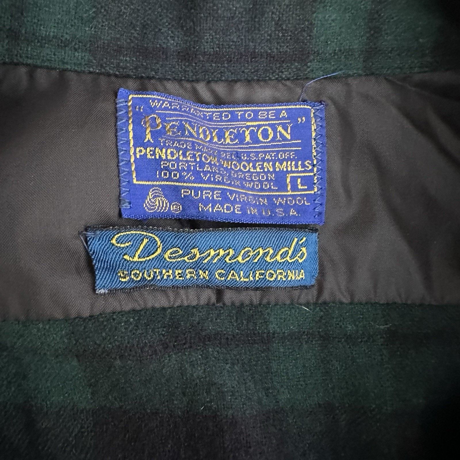 Pendleton × Vintage Vintage 60s Pendleton Green Blue Plaid Wool Board Shirt Size US L / EU 52-54 / 3 - 4 Thumbnail