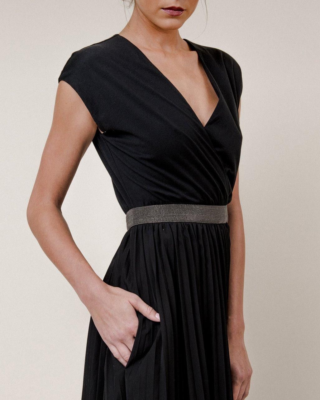 Brunello Cucinelli o1y0725 Midi Dress in Black Size S / US 4 / IT 40 - 4 Thumbnail