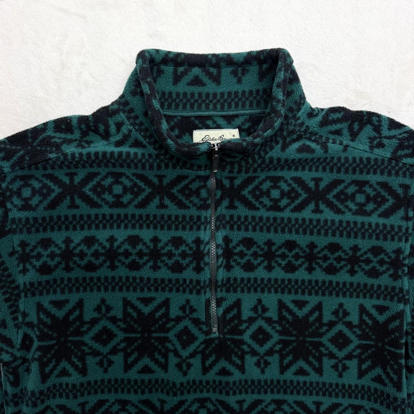 Eddie Bauer VINTAGE Eddie Bauer Sweater Fleece Pullover Mens M Green Fair Isle 1/4 Zip - Mock Neck, Long Sleeve, Zip, Pockets, Activewear, Casual Mens Size US M / EU 48-50 / 2 - 2 Thumbnail