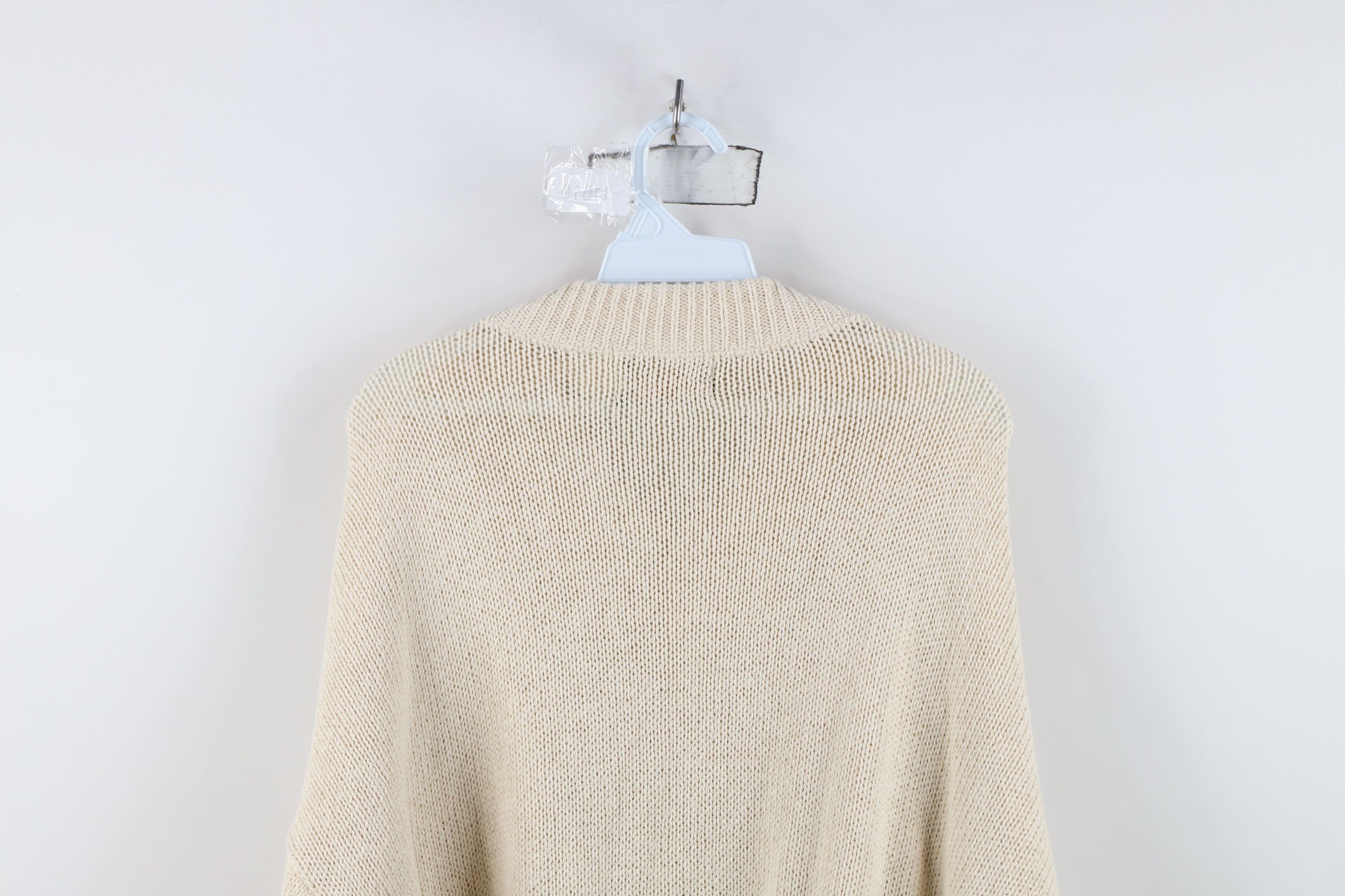 Vintage Vintage 90s Streetwear Ribbed Knit Henley Sweater Cream USA Size US XL / EU 56 / 4 - 10 Thumbnail