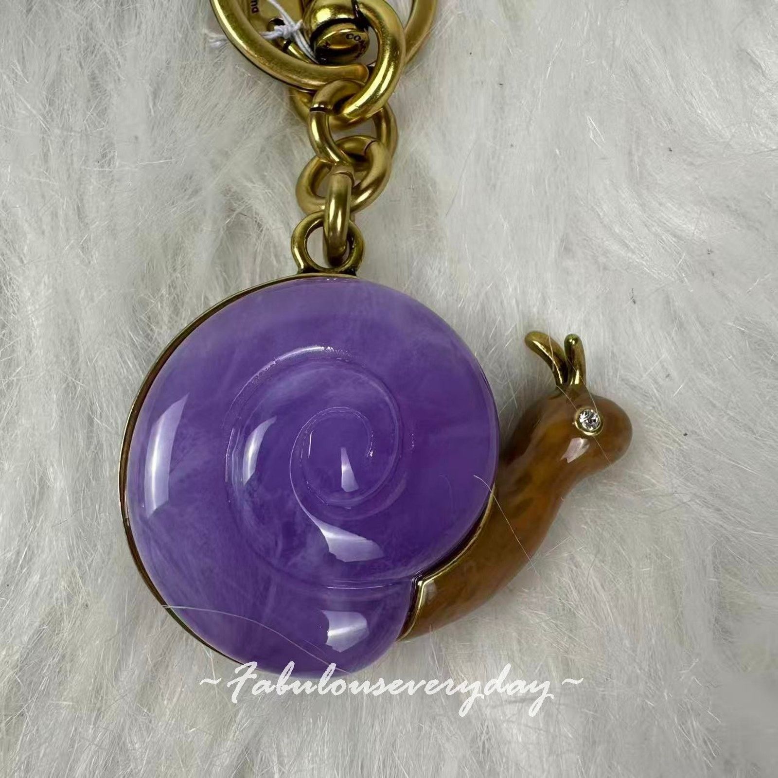 Coach Coach Retail Snail Bag Charm With Key Ring Brass/Purple Size ONE SIZE - 4 Thumbnail