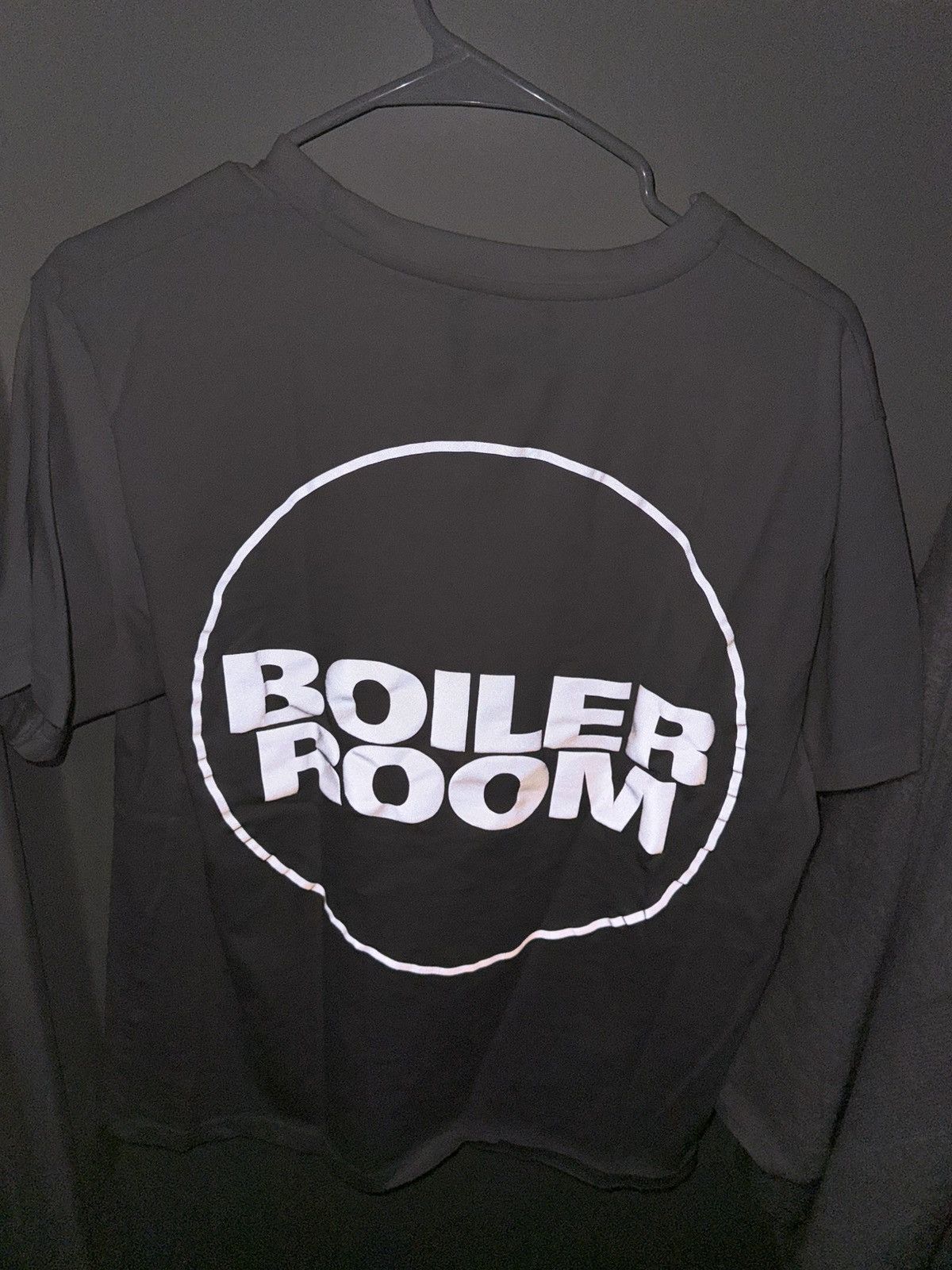 Boiler Room circle logo, reflective 3M white tee