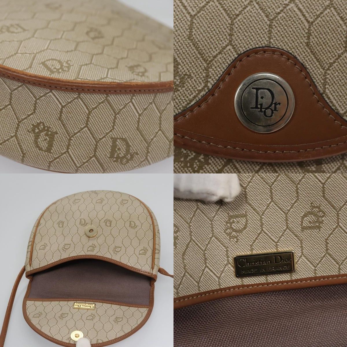 Dior DIOR Honeycomb Canvas Shoulder Bag Pvc Beige Gold Size ONE SIZE - 11 Thumbnail