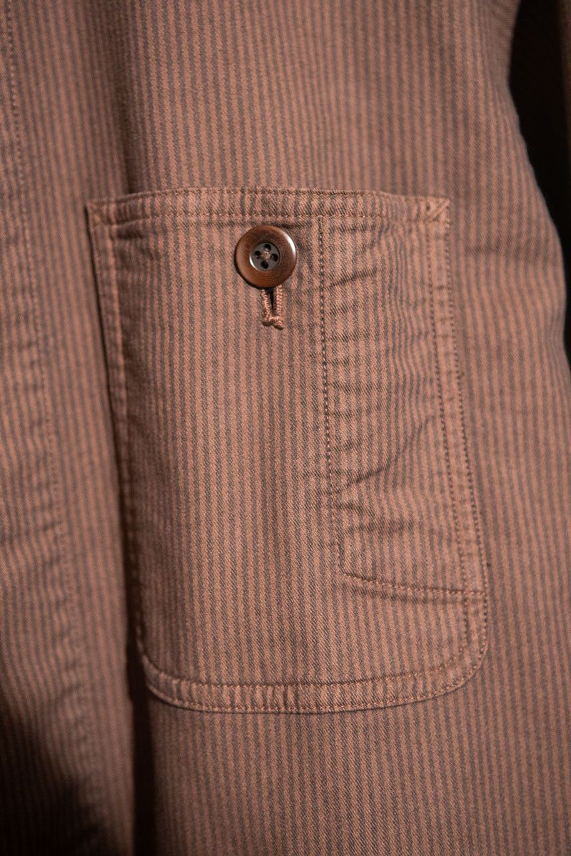 Ts(S) TSS Brown Stripe Cotton Blend Oversized French Chore Jacket Size US M / EU 48-50 / 2 - 8 Thumbnail