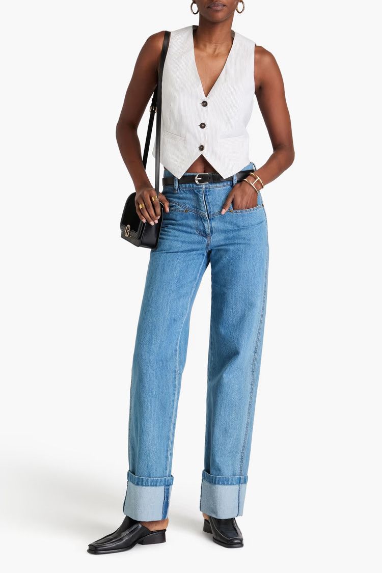 Brunello Cucinelli o1y0725 Pinstriped Sleeveless Vest in White Size L / US 10 / IT 46 - 2 Thumbnail