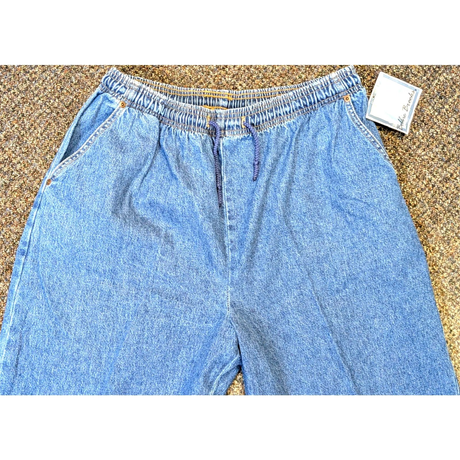 Vintage VINTAGE Bobbie Brooks NWT Jeans 18P Petite Dark Stonewash Elastic Waist Stretch Pull On Women Size 40" / US 18 - 2 Thumbnail