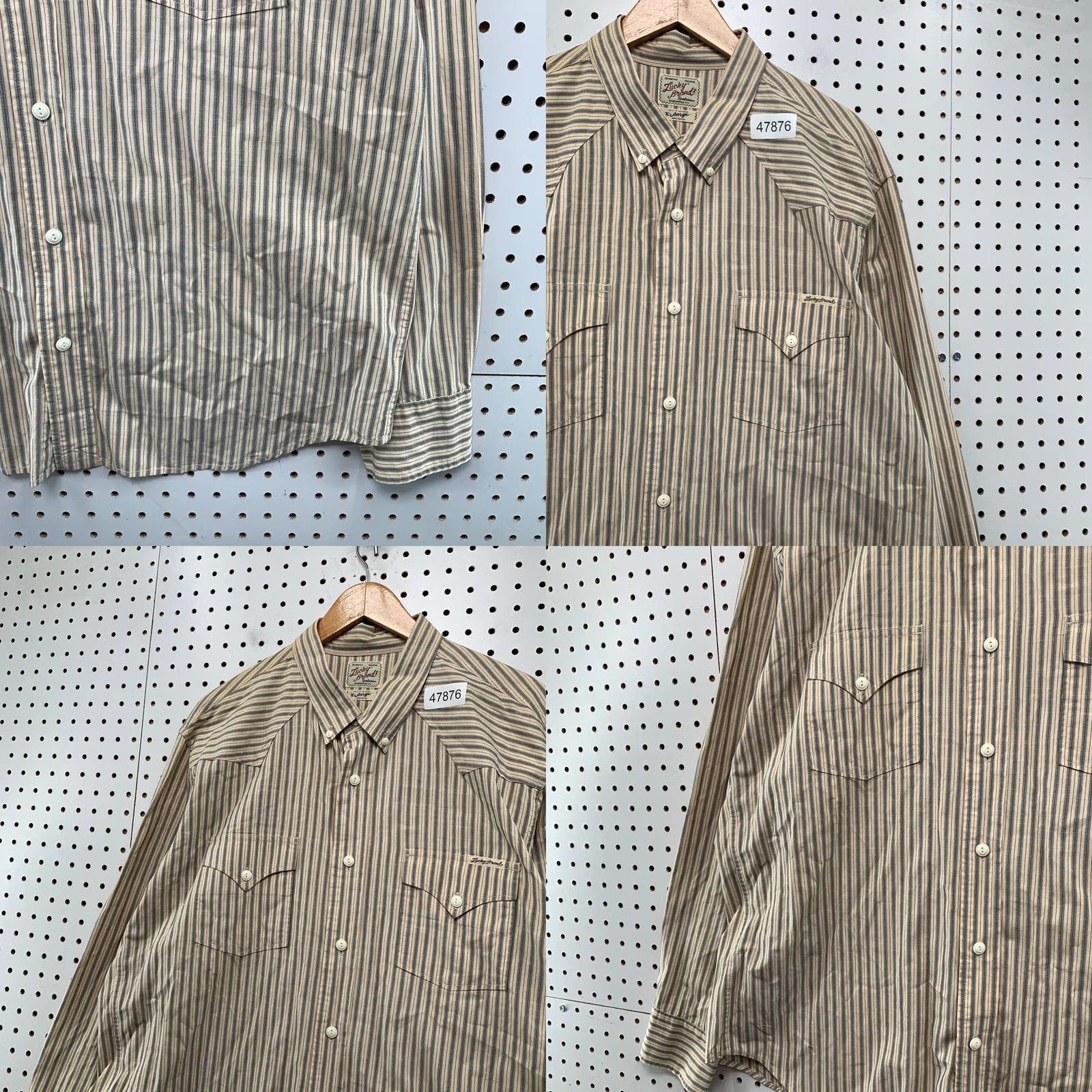 Lucky Brand Lucky Brand Western Snap Shirt Mens XL Beige Striped Long Sleeve Retro VIntage Size US XL / EU 56 / 4 - 8 Thumbnail