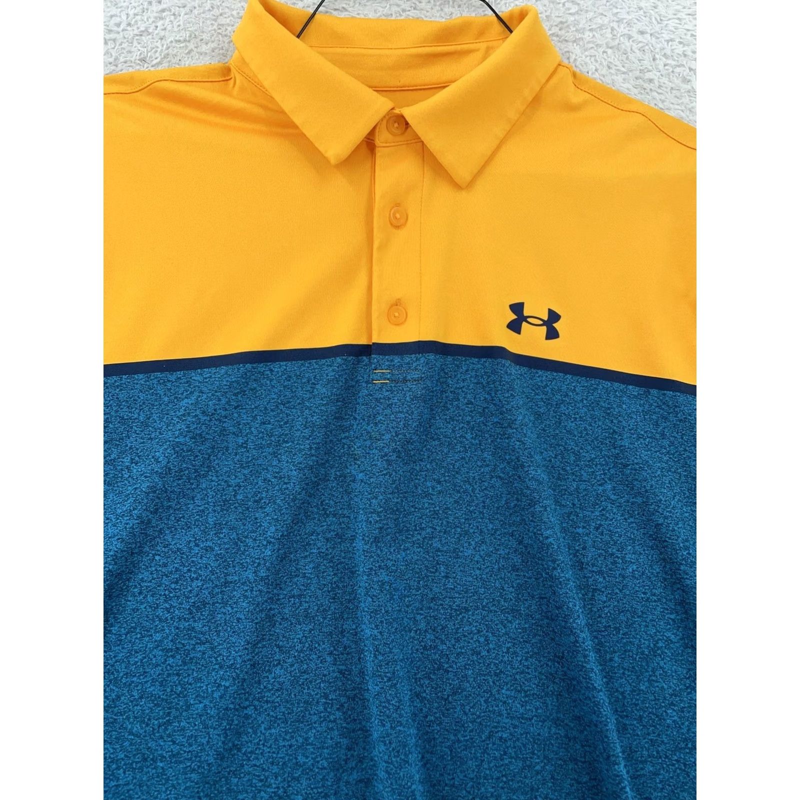 Under Armour Under Armour Polo Shirt Mens XL Colorblock Yellow Blue HeatGear Collared Shirt Size US XL / EU 56 / 4 - 2 Thumbnail