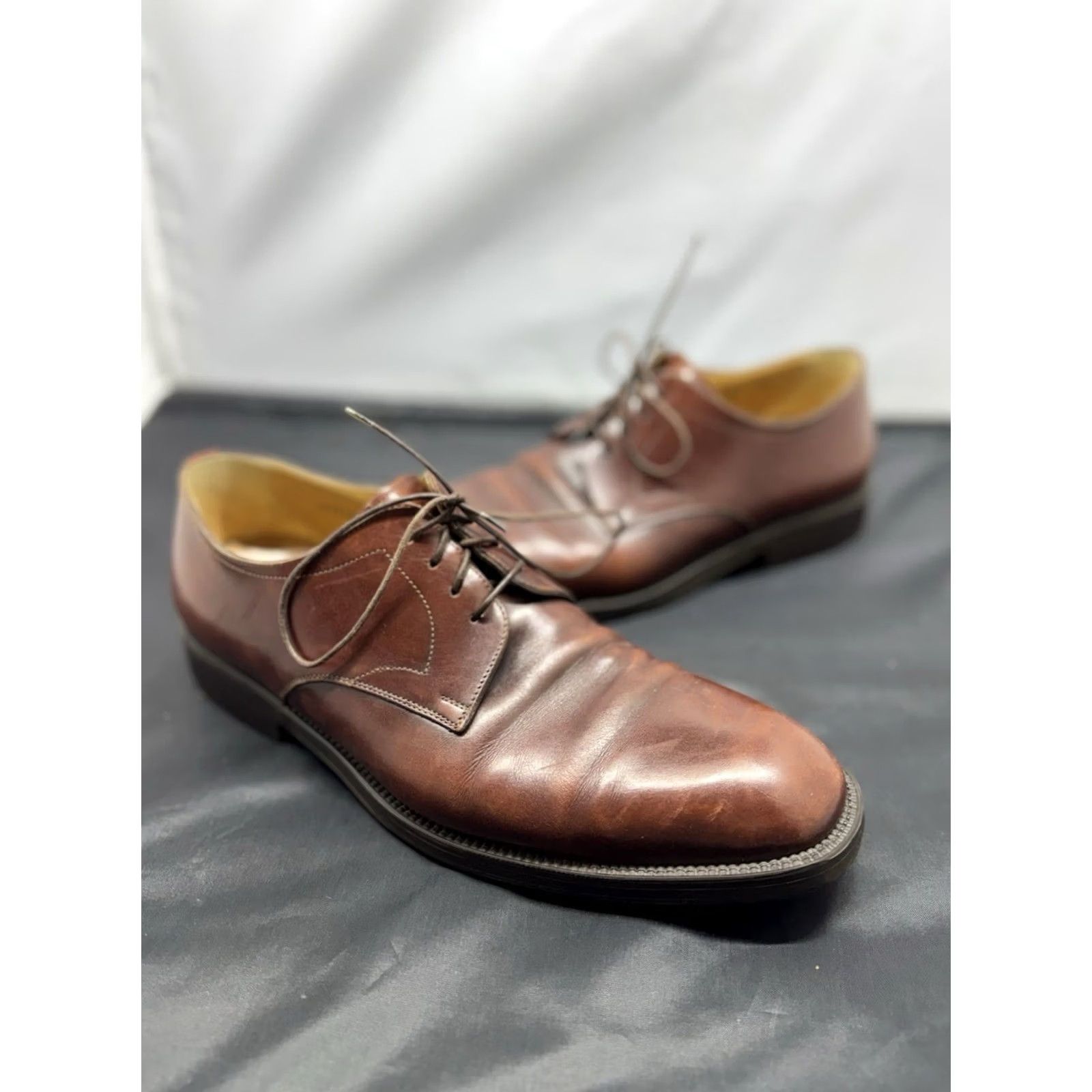 Santoni Santoni Men Dress Shoes Cap Toe Oxford Brown US 10 Leather Sole Leather Upper D Width Cap Toe Lace Up Style 101242 Mens Size ONE SIZE - 2 Thumbnail