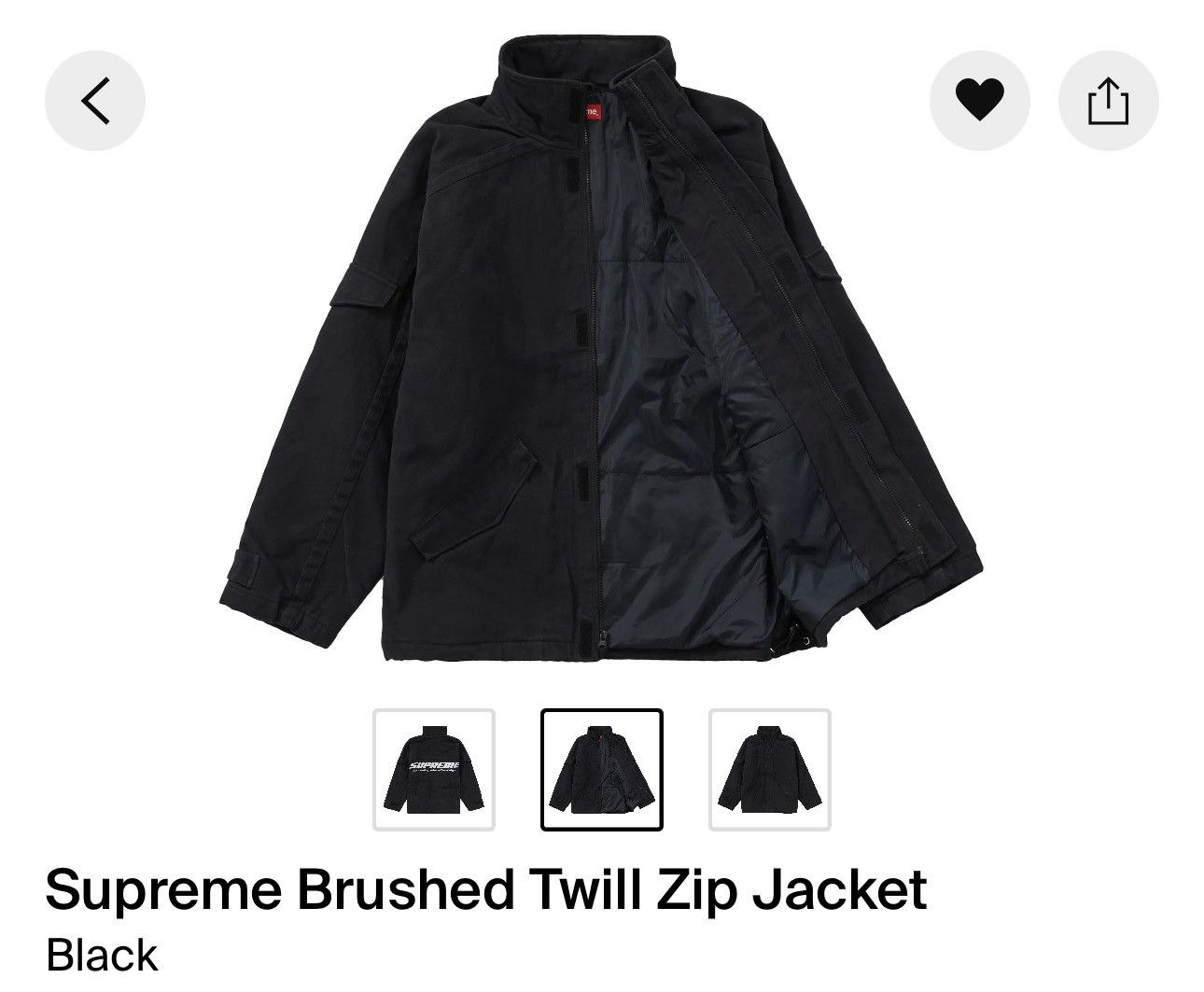 Supreme SUPREME BLACK TWILL JACKET Size US M / EU 48-50 / 2 - 2 Thumbnail