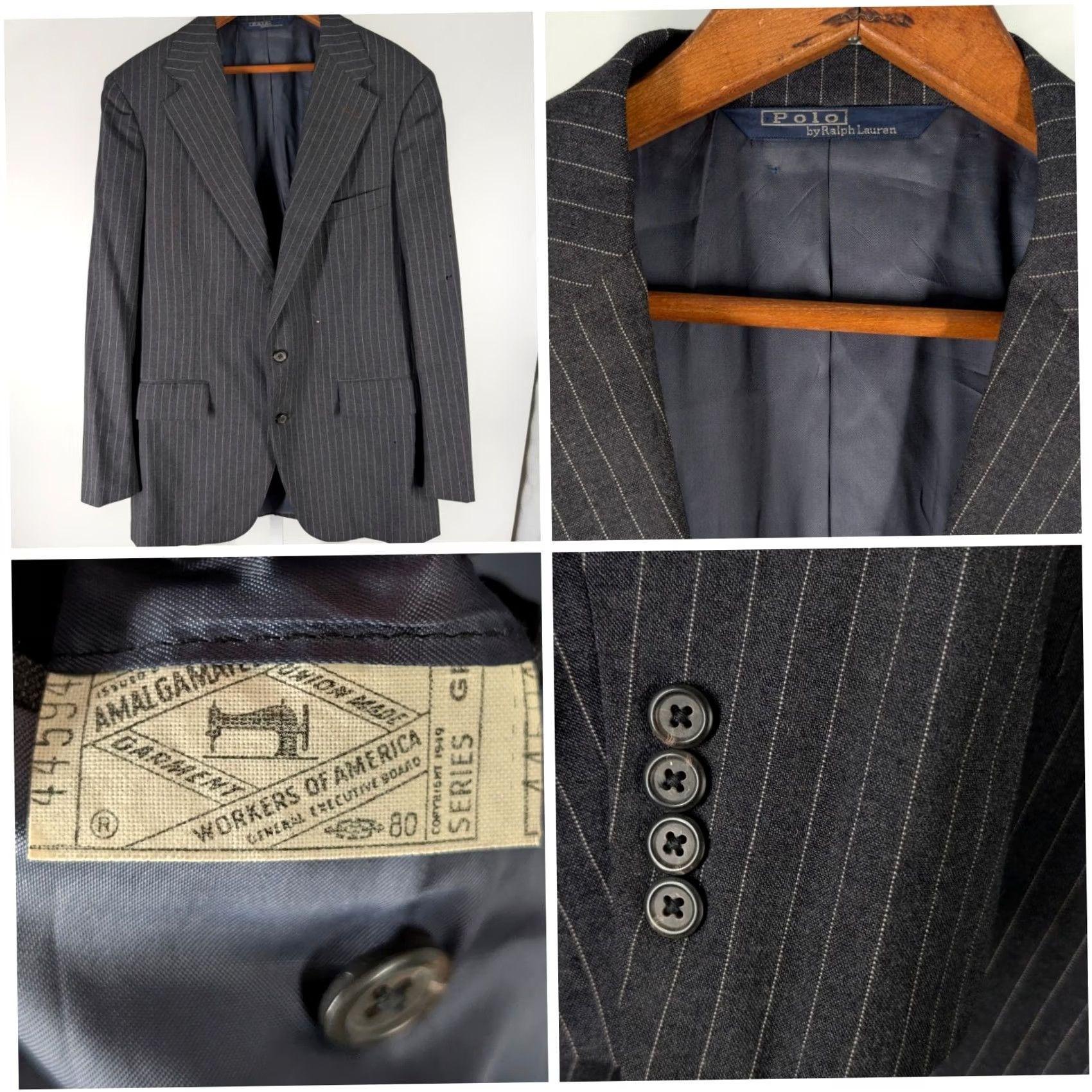 Ralph Lauren VINTAGE Ralph Lauren Polo Blazer 70s Suit Jacket Wool ACWA Union Made Gray Tweed 2-Button Four-Button Sport Coat Men 40 Narrative, Classic, 1967-1976 Size US L / EU 52-54 / 3 - 2 Thumbnail