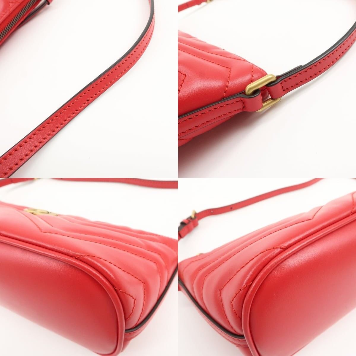 Gucci Gucci GG Marmont Matelasse Leather Shoulder Bag Red Size ONE SIZE - 4 Thumbnail