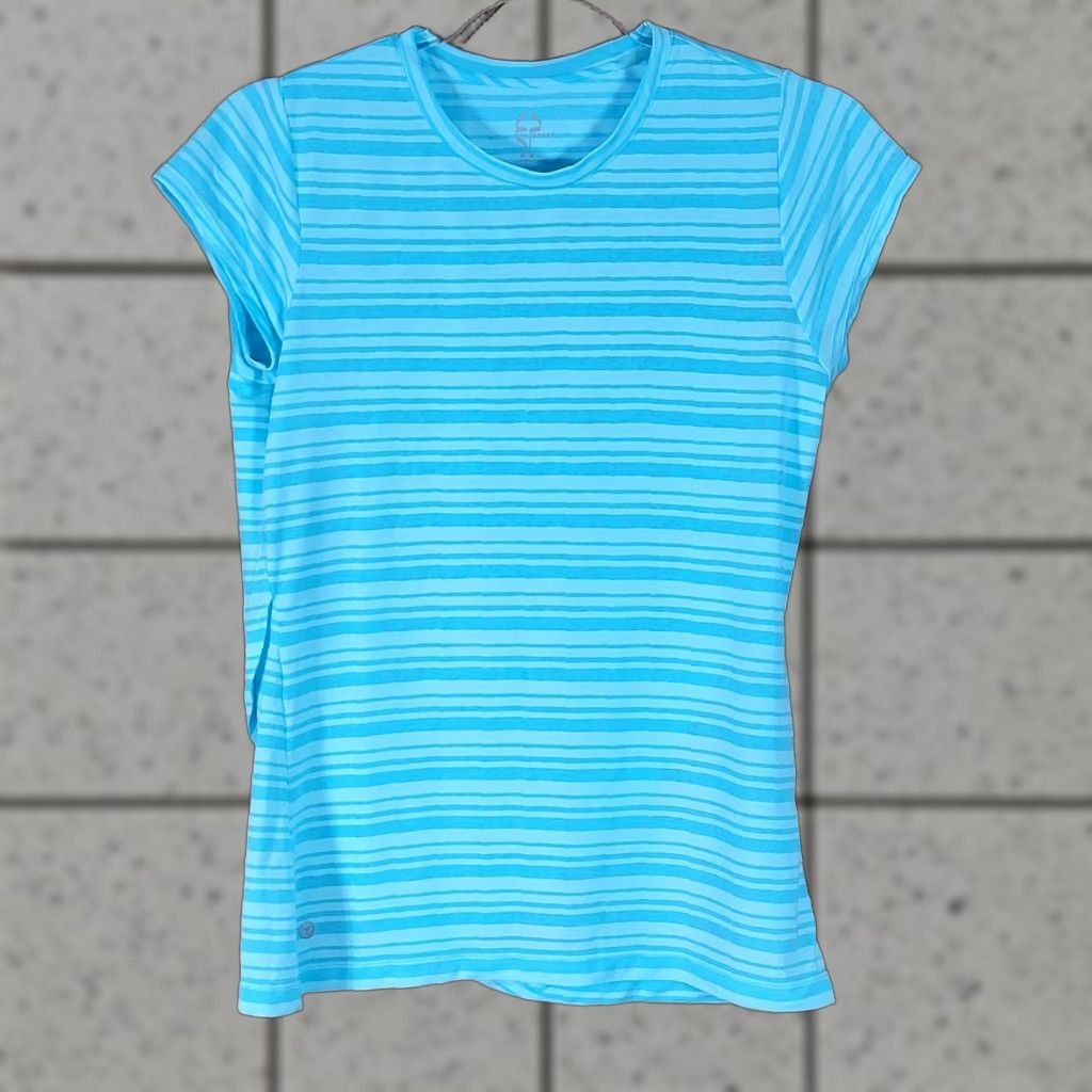 Vintage VINTAGE EP Sport Blue Striped Short Sleeve Activewear Shirt M Wrap Back Shirt Women Summer Spring Mens Size M / US 6-8 / IT 42-44 - 1 Thumbnail
