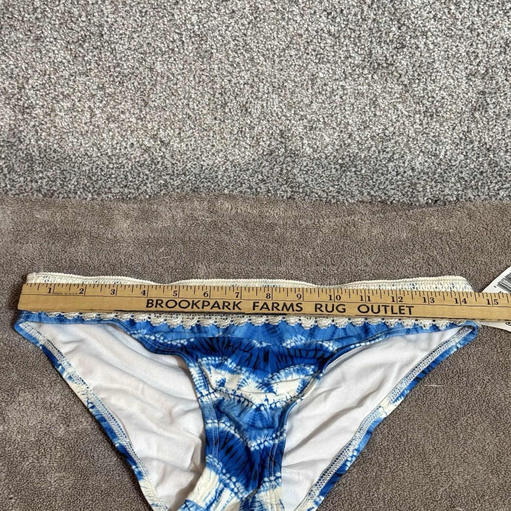 Vintage Eco Swim Bikini Bottom Women Size 6 Blue Boho Lace Tie Dye Beachwear Womens Size 28" / US 6 / IT 42 - 4 Thumbnail