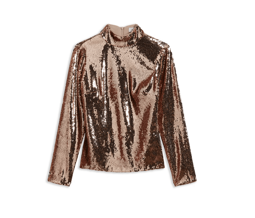 Ted Baker Ted Baker London Lovato Sequin Mock Neck Top Pale Pink ( 2 ) Size XS / US 0-2 / IT 36-38 - 3 Thumbnail